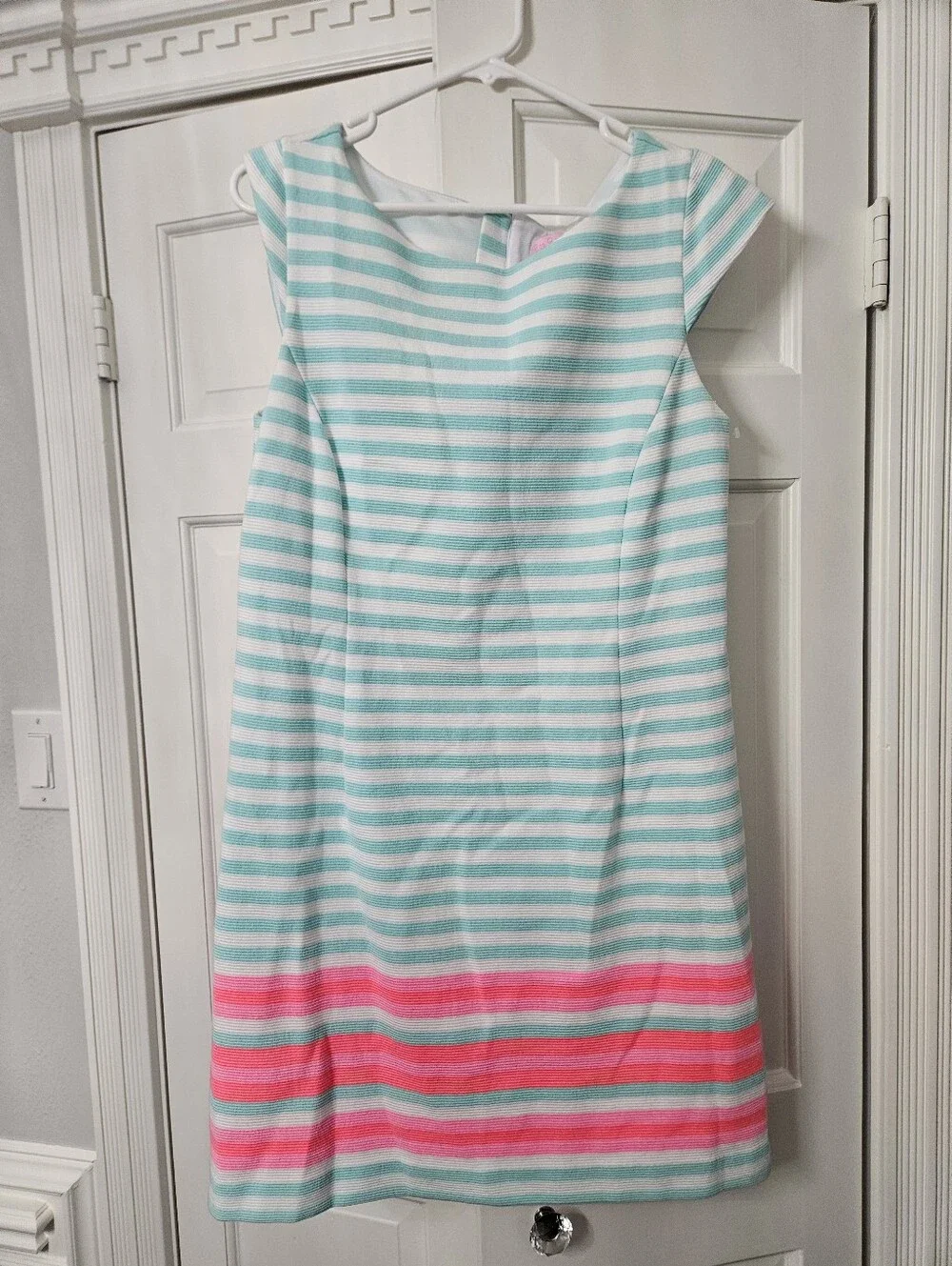 Lilly Pulitzer Lana Cap-Sleeve Engineer-Striped Dress Size Large